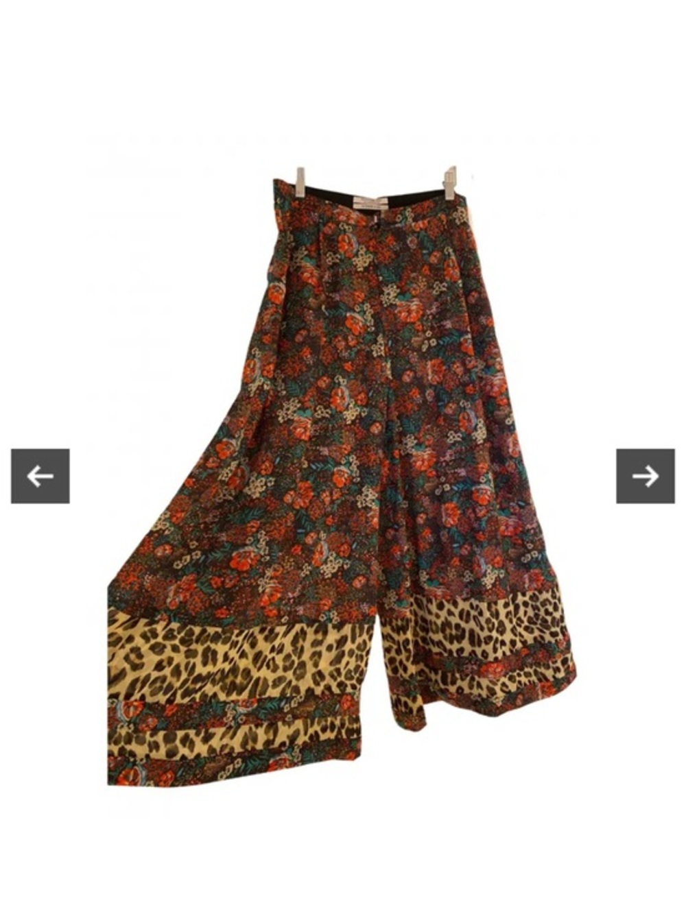Scotch and Soda Boho Hippie Floral Cheetah Print Palazzo Pants Red Black